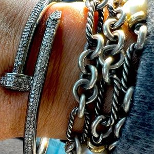 Diamond Nail Bangle sterling silver